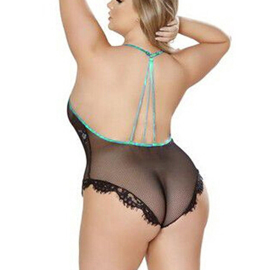 Sexy Dessous-Overall aus Spitze für Damen mit durchsichtigem Hals 