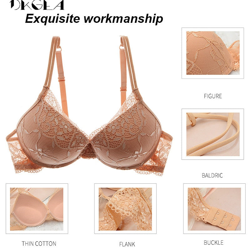 Super Gather Büstenhalter Dickes Baumwollunterwäsche-Set Damen-BHs Schwarz Sexy BH-Höschen-Set Spitzenunterwäsche ABC Cup Push-Up-BH-Sets