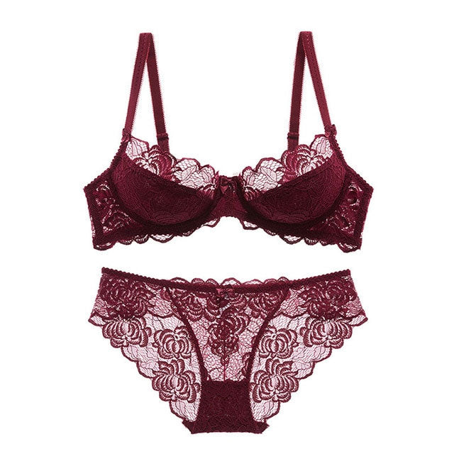 Sexy BH Ultradünnes Unterwäscheset Übergröße CD Cup Damen Transparente BH-Sets Spitzenstickerei Dessous Grau Büstenhalter