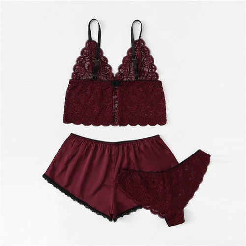 Armeegrünes, sexy Camisole-Dessous-Set mit Blumenspitze, Burgunderrot, BH und Slip-Sets für Damen, kabellos, sexy Unterwäsche, BH-Set