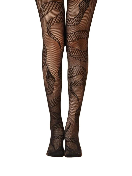 Fun mesh hollowed out stockings snake pattern jumpsuit animal stockings