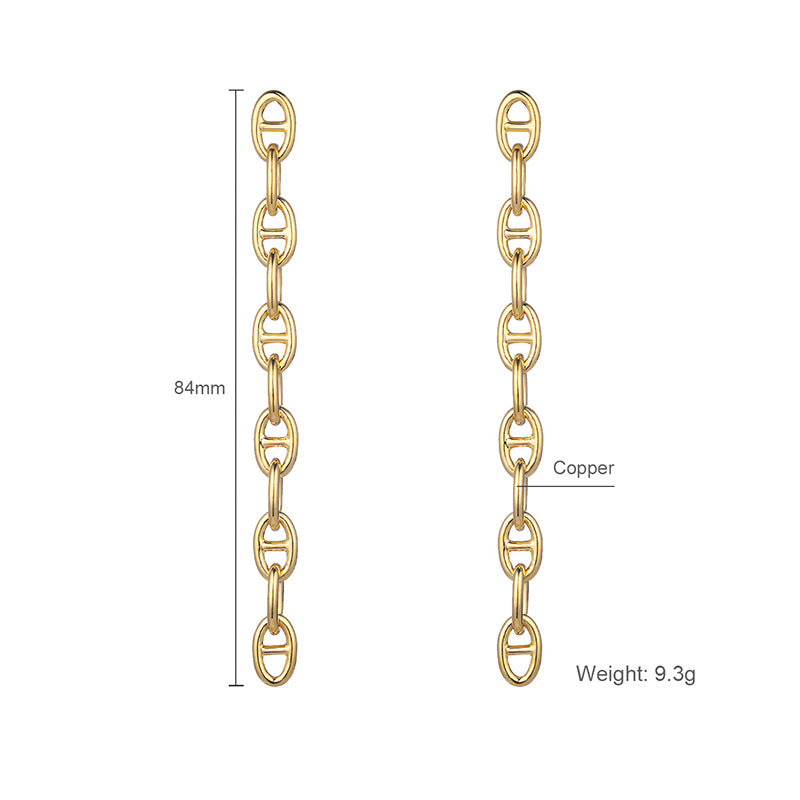 Designer new earrings fashion exaggerated metal earrings simple personality chain earrings long earrings