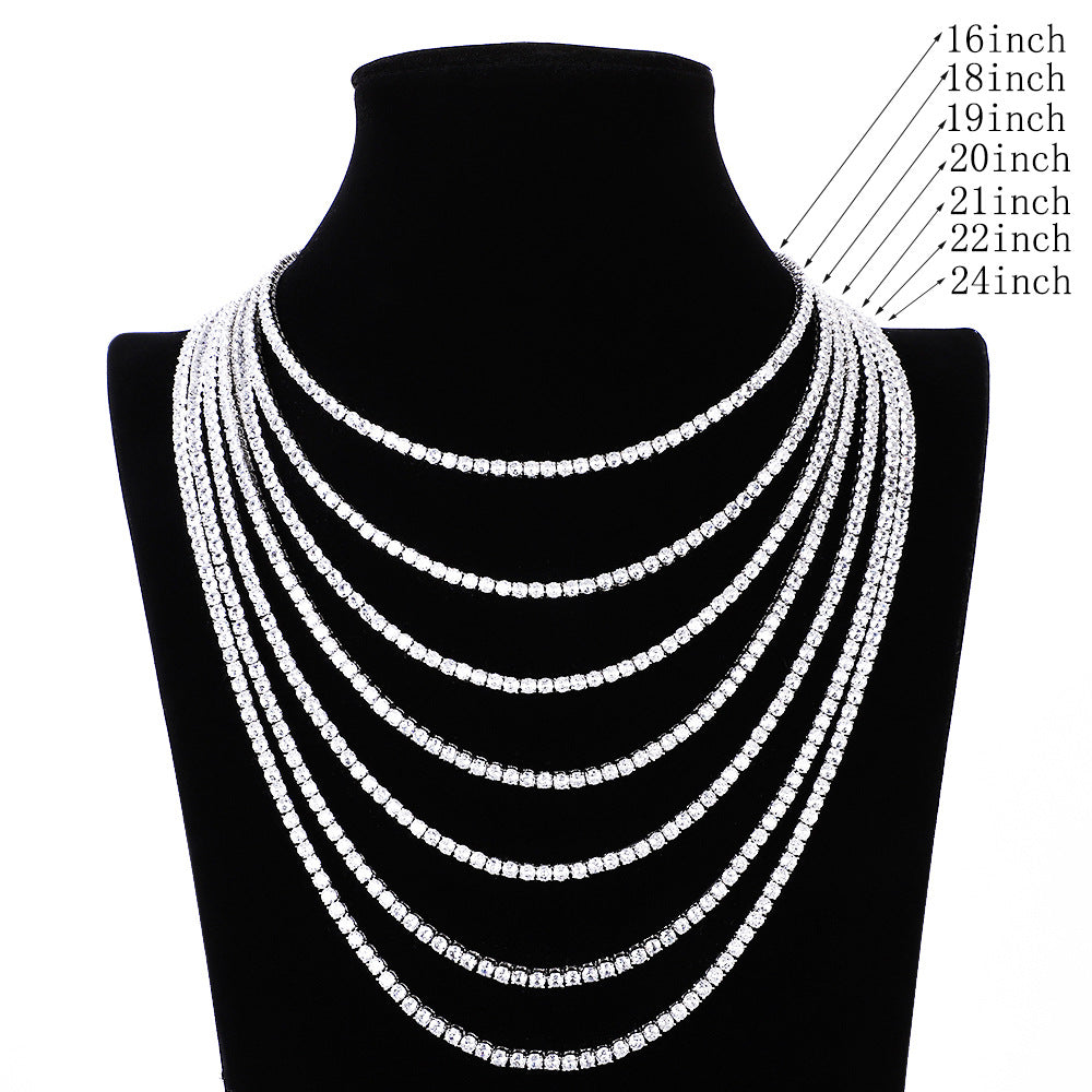 Ins Zircon Tennis Chain Full Of Zircon Hip Hop Men's And Women's Necklace