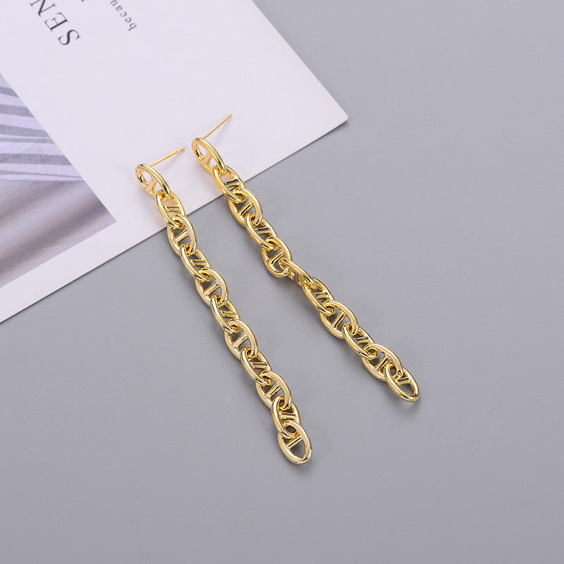 Designer new earrings fashion exaggerated metal earrings simple personality chain earrings long earrings