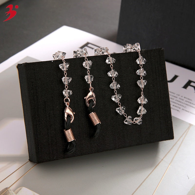 Fashion Transparent Triangle Crystal Glasses Chain Handmade Chain Glasses Mask Rope Anti-Lost