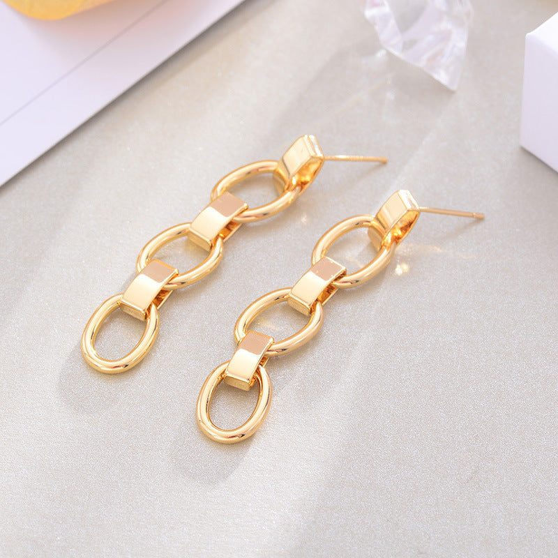 New earrings Korean fashion temperament chain earrings personality swing 925 silver needle stud earrings