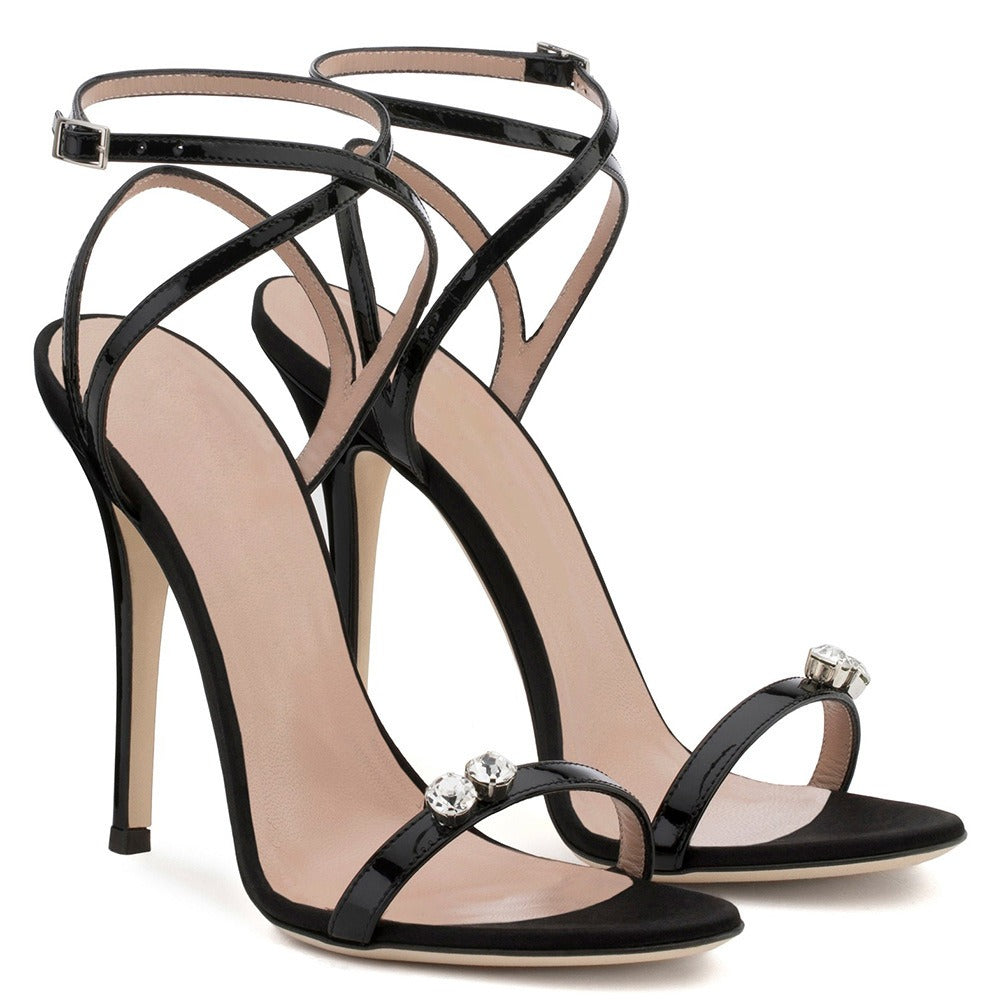 European and American Strapping With Thin High Heels, Rhinestones, Fashion Sandals, Runway Womens Shoes, Sandals