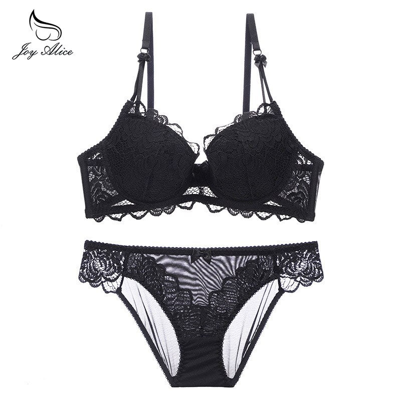 Damen Spitzen-BH Slip-Sets Nahtlose Push-Up-BHs Weiß Schwarz Sexy Dessous Sammeln Frankreich BHs Übergröße Cup