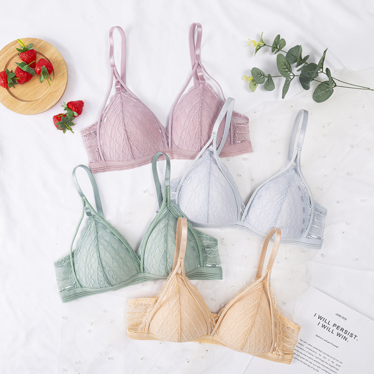 Floral Lace Bras for Women Sexy Lingerie Beauty Back Deep V Bralette Wire Free Thin Underwear Push Up Bra Female Brassiere