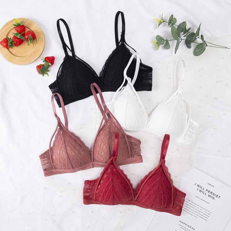 Floral Lace Bras for Women Sexy Lingerie Beauty Back Deep V Bralette Wire Free Thin Underwear Push Up Bra Female Brassiere