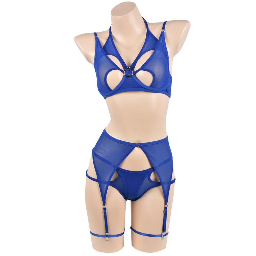 Sexy Mesh Stitching Damen Sling Sexy Dessous Vierteiliges Set Damenbekleidung