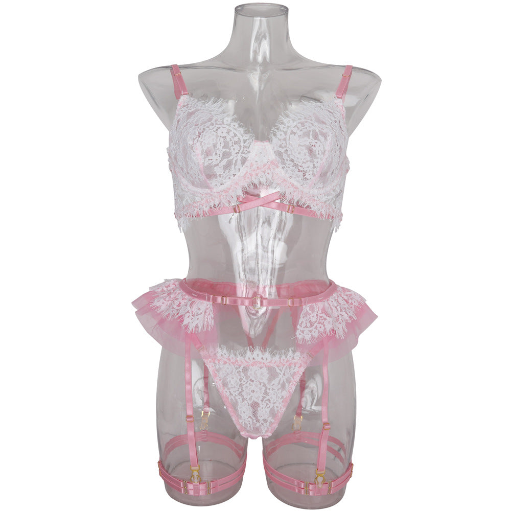 New lace perspective bow sexy lingerie set