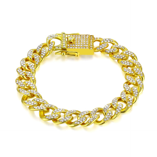 Men's Trendy Accessories Hip Hop Large Gold Chain Diamond Cuban Chain Bracelet Necklace