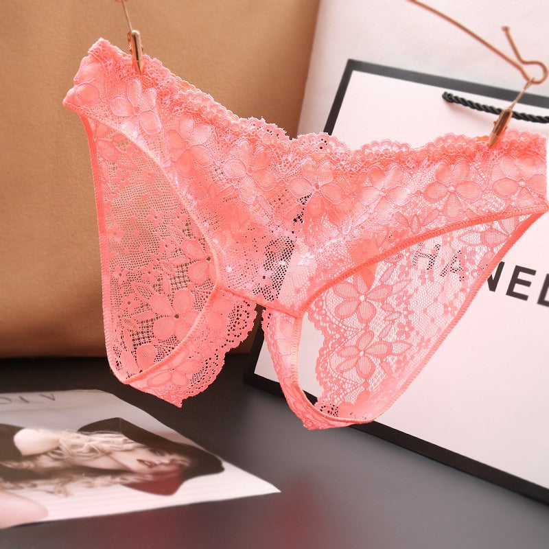 Sexy Dessous Unterwäsche Damen Schrittöffnung Unterwäsche Niedrige Taille Sexy Spitze Transparent Versuchung Frei Große Größe Slips