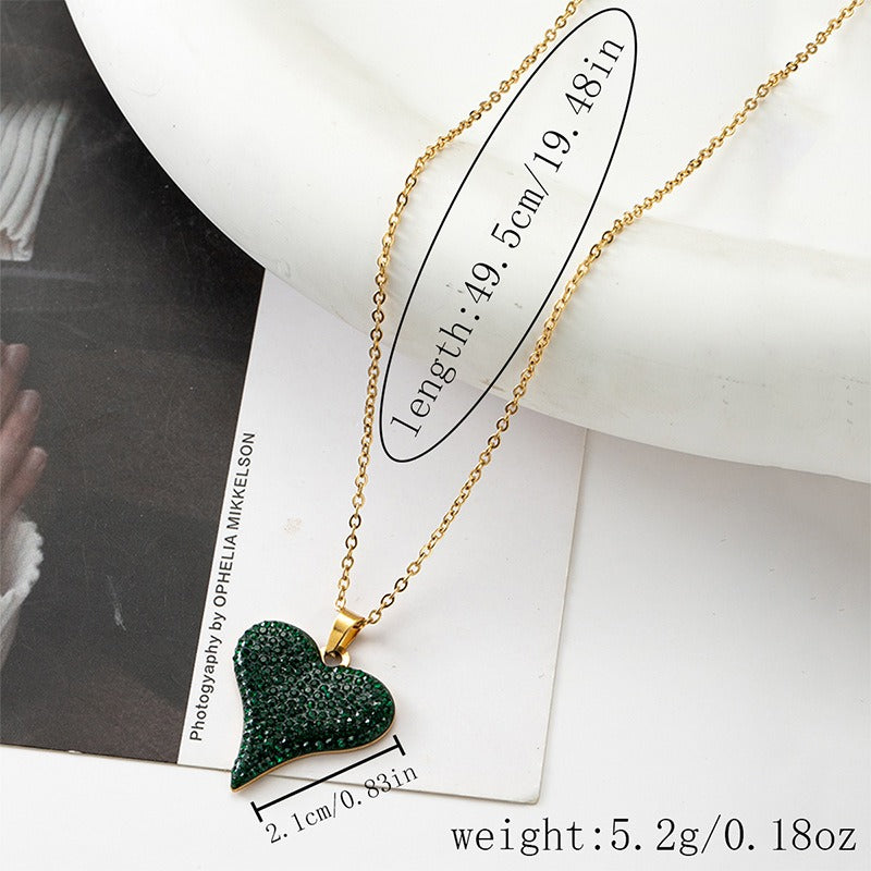 Love full diamond pendant necklace collarbone chain