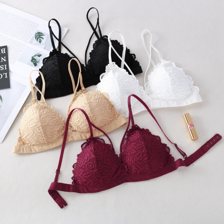 Lace Sexy Lingerie Wireless Bra For Women Padded Push Up Bralette Female Brassiere Summer Soft Backless Fashion bras Underwear