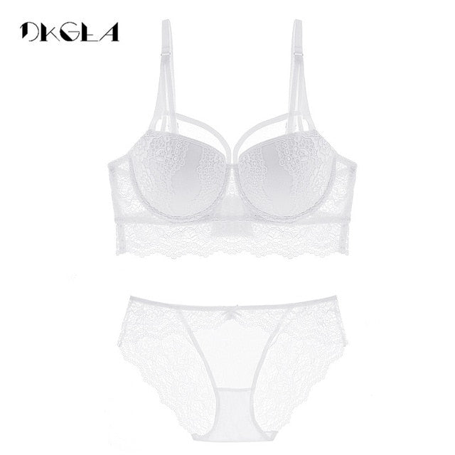 Top Sexy Unterwäsche Set Baumwolle Push-Up BH und Höschen Sets 3/4 Cup Marke Grüne Spitze Dessous Set Frauen Tiefe V Büstenhalter Schwarz