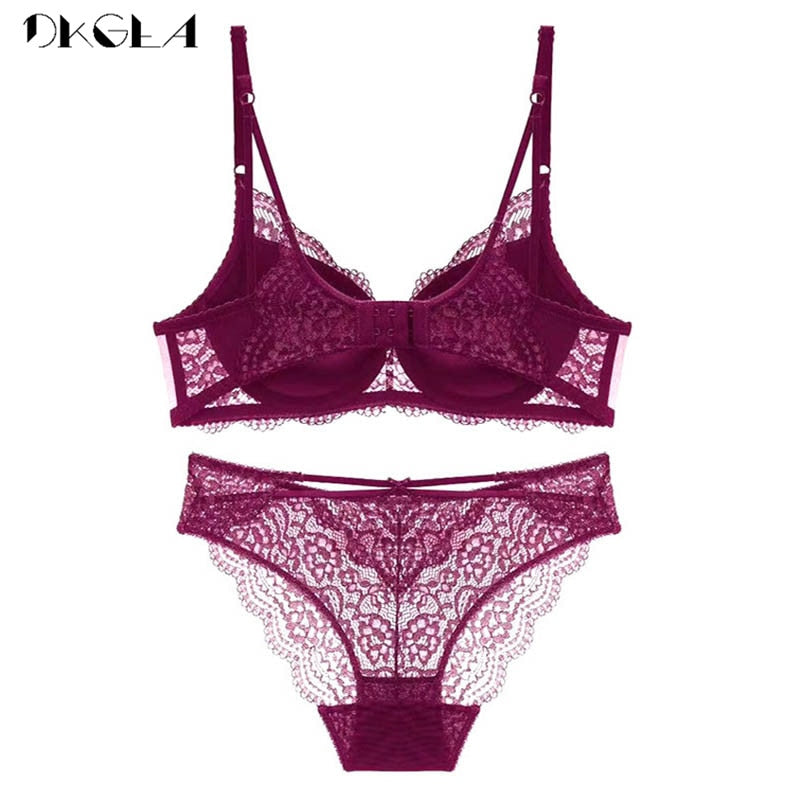 Super Gather Sexy Unterwäsche-Set für Damen, BHs mit tiefem V-Ausschnitt, lila Büstenhalter, dicker Push-Up-BH, Höschen-Set, Spitzenstickerei, Dessous-Sets