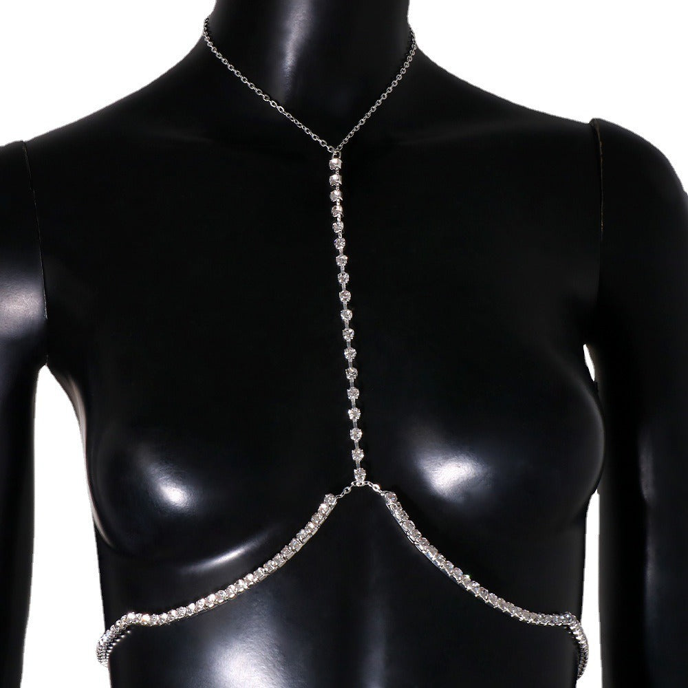 New Sexy Rhinestone Chest Holder, European and American Fashion Full Diamond Neck Chain, Body Chain, Chest Chain