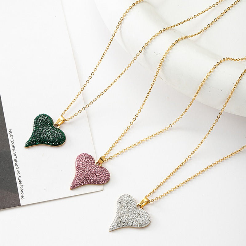 Love full diamond pendant necklace collarbone chain