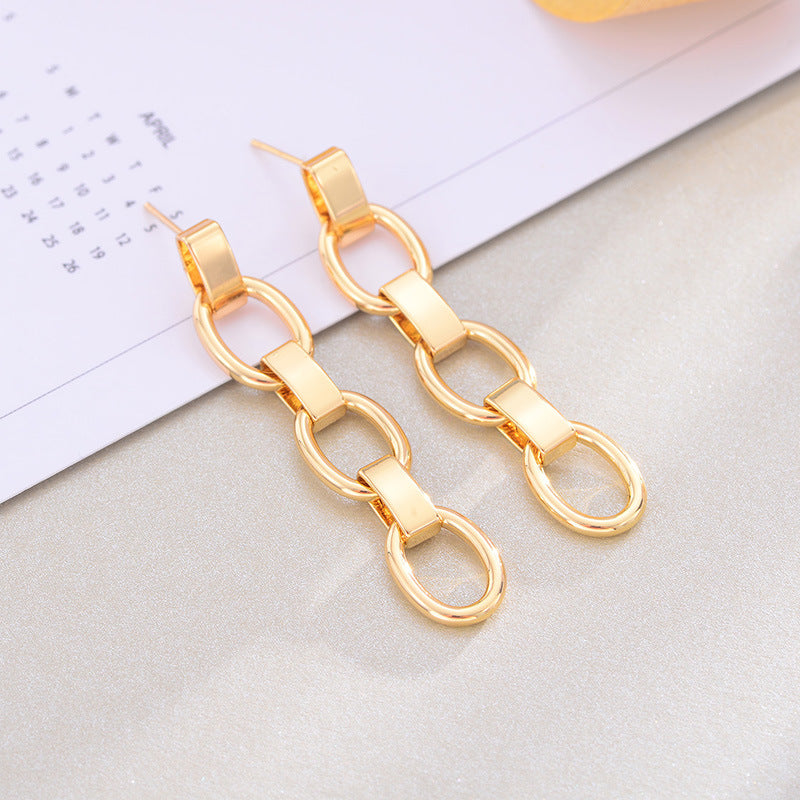 New earrings Korean fashion temperament chain earrings personality swing 925 silver needle stud earrings