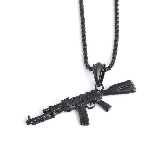 60cm Chain Rifle Machine Submachine Gun Sniper Rifle Pendant Necklace for Men Male Personality Temperament Jewelry