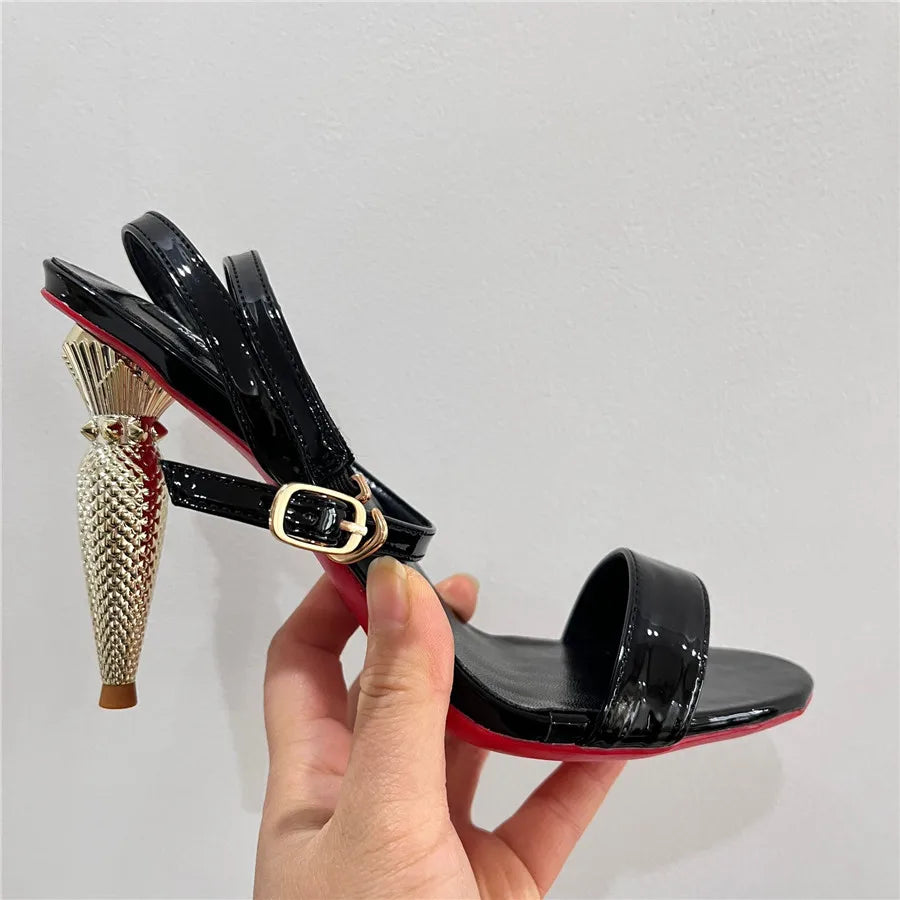 Lipstick Heel Women Sandals Designer 10CM High Heels Valentine Shoes Ankle Strap Gladiator Sandalias Ladies Luxury Dress Pumps