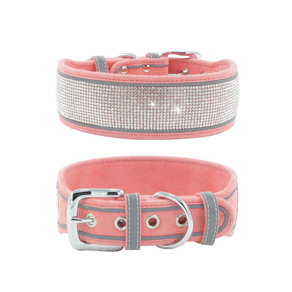 Reflektierendes Hundehalsband, glänzendes Strass-Haustierhalsband, mittelgroße Hundekette, weiches und bequemes Spazierseil