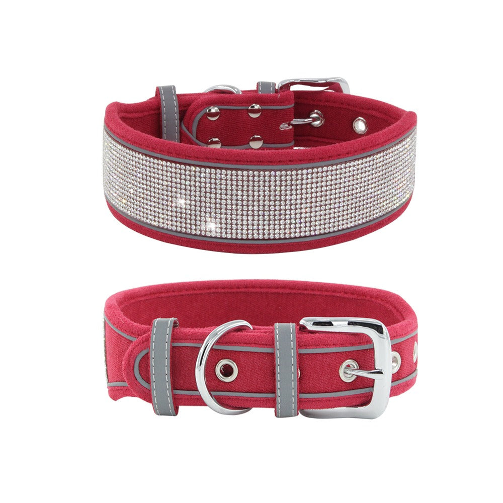 Reflektierendes Hundehalsband, glänzendes Strass-Haustierhalsband, mittelgroße Hundekette, weiches und bequemes Spazierseil