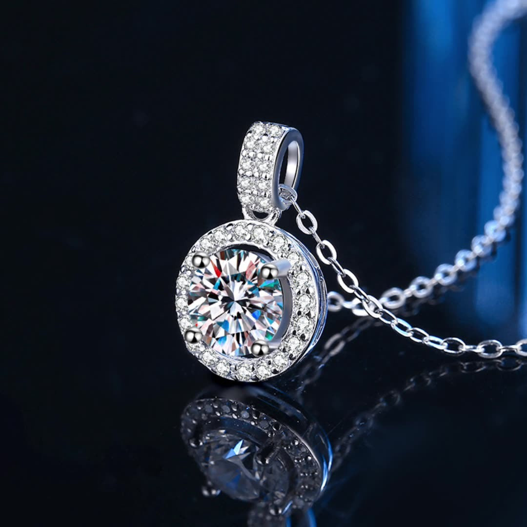 Neu S925 Runde Zirkon Halskette Silber Schmuck Mosan Diamant Anhänger Schlüsselbein Kette Mode Einfache