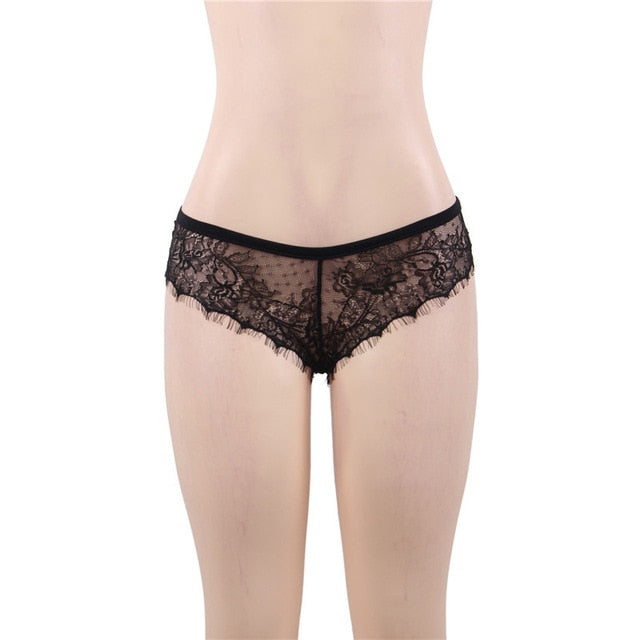 Damen Höschen Unterwäsche Dünne Transparente Spitzen Slips Offener Rücken Sexy Bragas Mujer Schwarz Floral Lace Knickers