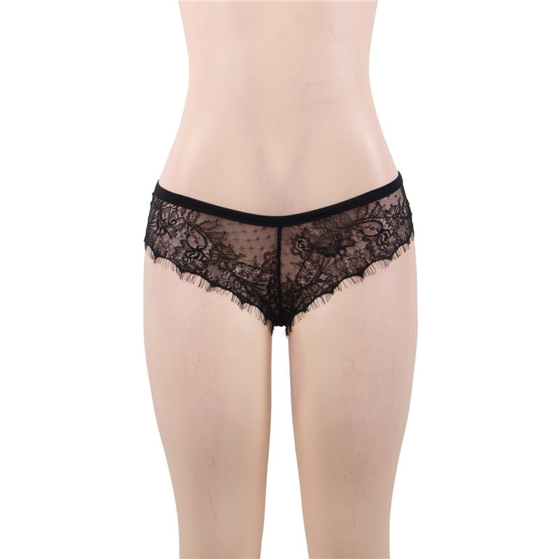 Damen Höschen Unterwäsche Dünne Transparente Spitzen Slips Offener Rücken Sexy Bragas Mujer Schwarz Floral Lace Knickers