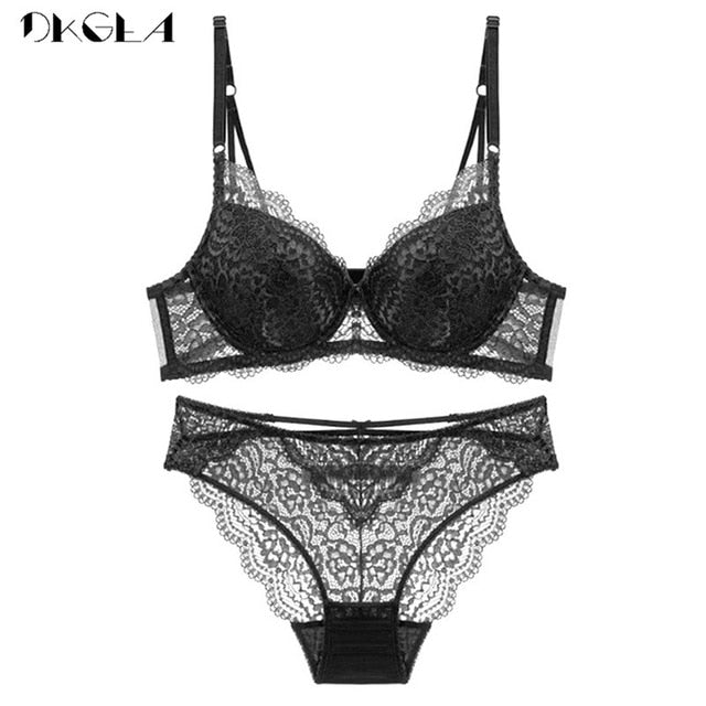 Super Gather Sexy Unterwäsche-Set für Damen, BHs mit tiefem V-Ausschnitt, lila Büstenhalter, dicker Push-Up-BH, Höschen-Set, Spitzenstickerei, Dessous-Sets