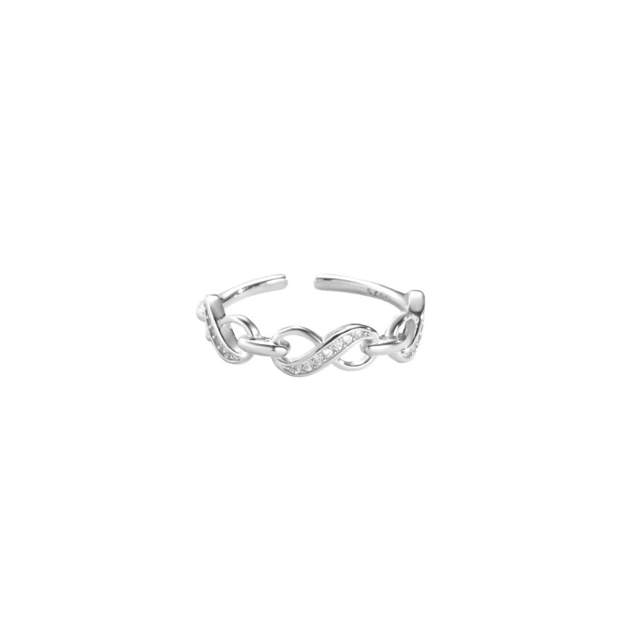 S925 Sterling Silber "Endlose Liebe" Kettenring Damen High-End Kaltwind Nischendesign Offener Ring 