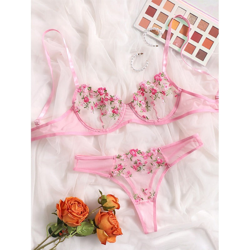 Süßes, sexy Dessous-Set mit niedriger Taille und Spitze, Netz-Dessous für Damen